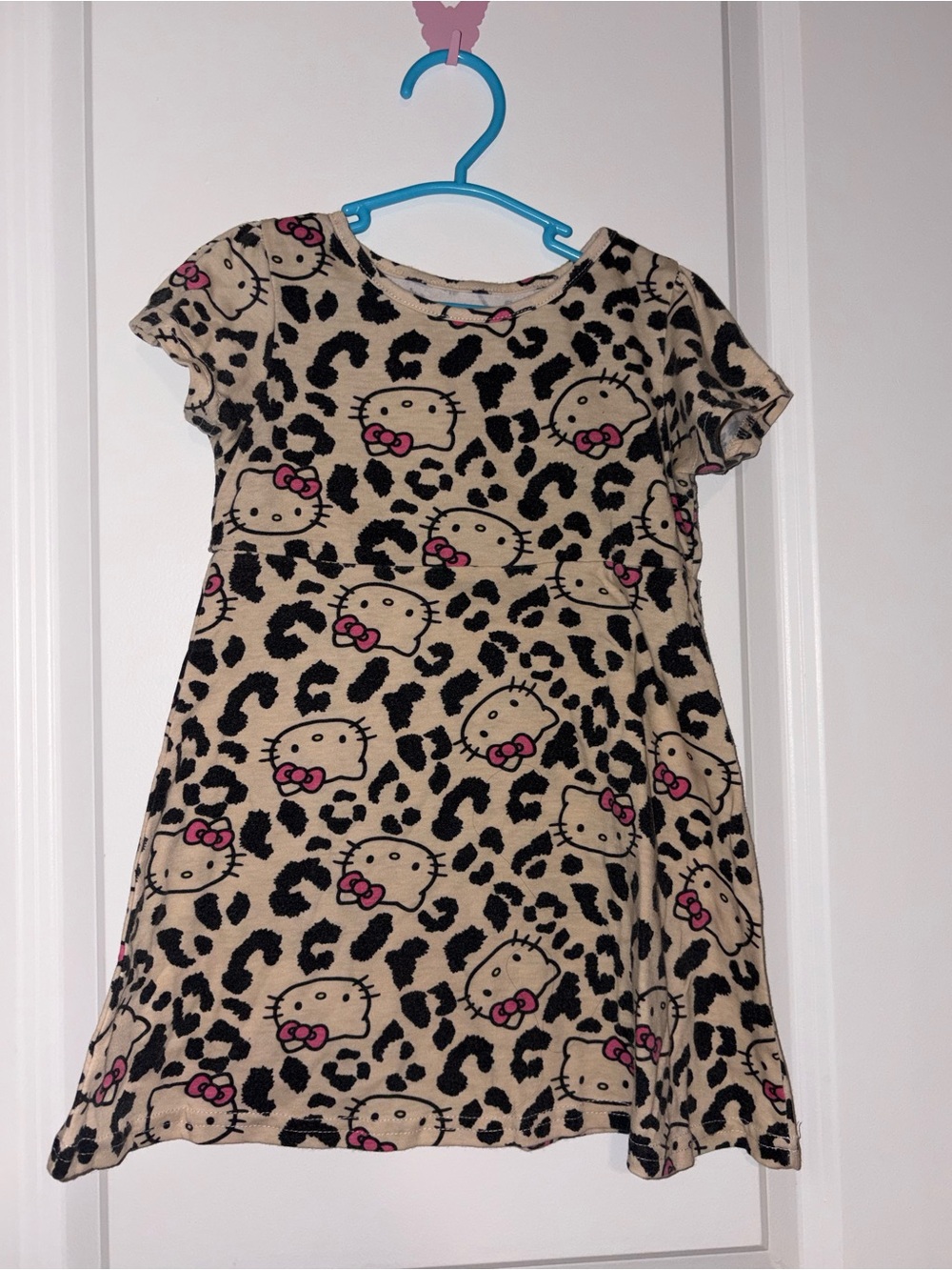 Hello Kitty Beige Leopard Print Dress with Pink Accents